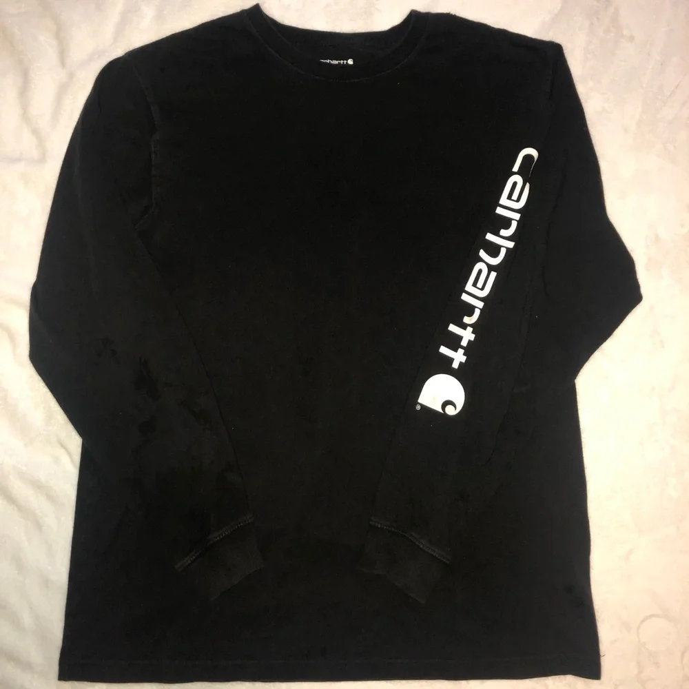 Carhartt Mens Loose Fit Long Sleeve Spell Out Logo Shirt-Lg Tall Black Cotton - Picture 2 of 7